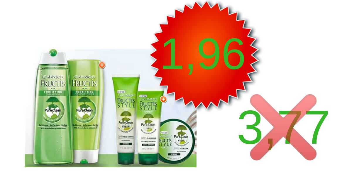 Shampoing Pure Clean Fructis de Garnier à 1,96$ seulement !